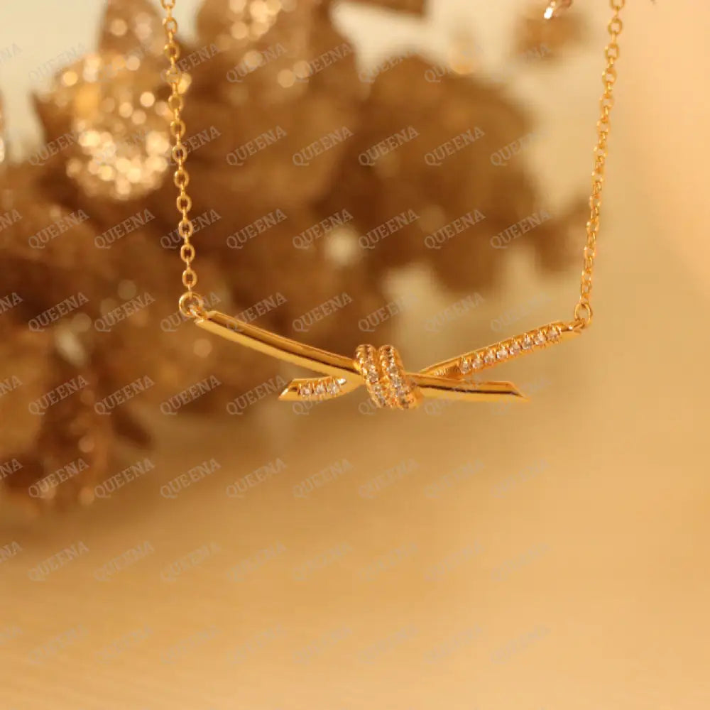 Luxury Dolley Knot Necklace Studded with Zircon Necklaces