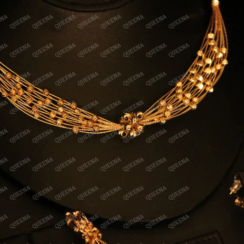 Luxury Golden AL-MALEKAH Jewelry Full SET - High Quality 18k Gold Plated Statement Piece Jewelry Sets