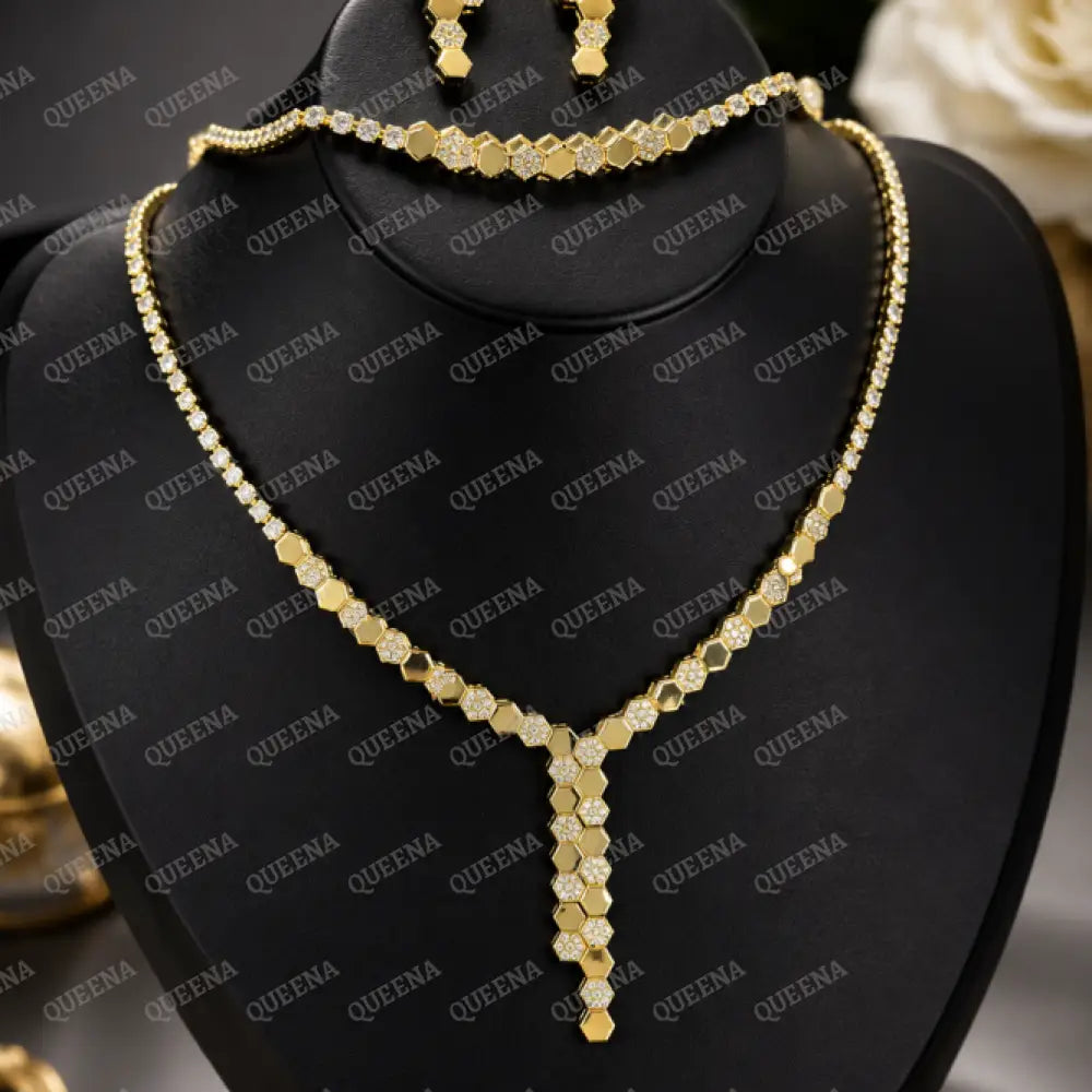 Luxury Golden CHAUMIT 3Pieces Jewelry SET - High Quality 18k Gold Plated Statement Piece - Jewelry Sets