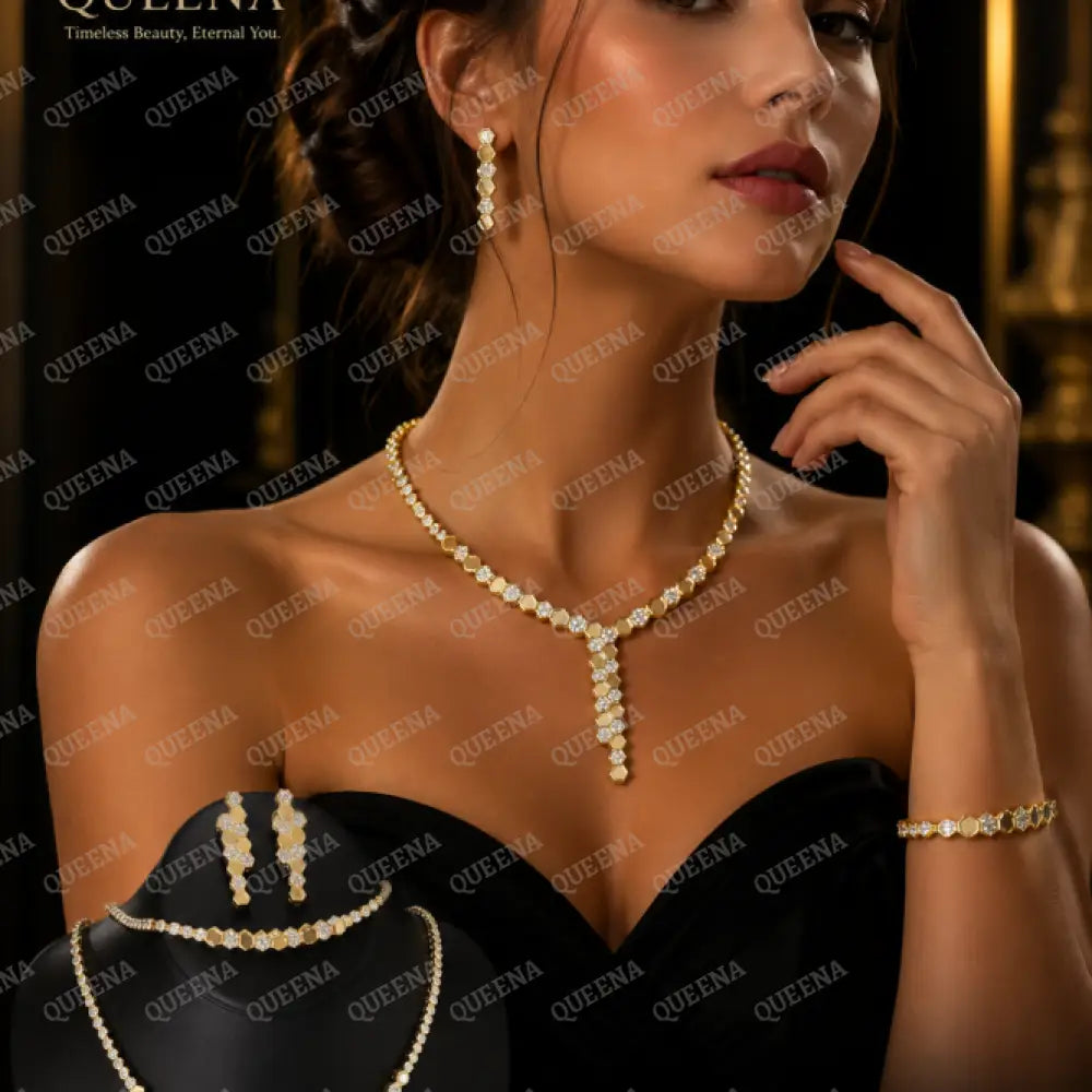 Luxury Golden CHAUMIT 3Pieces Jewelry SET - High Quality 18k Gold Plated Statement Piece - Jewelry Sets