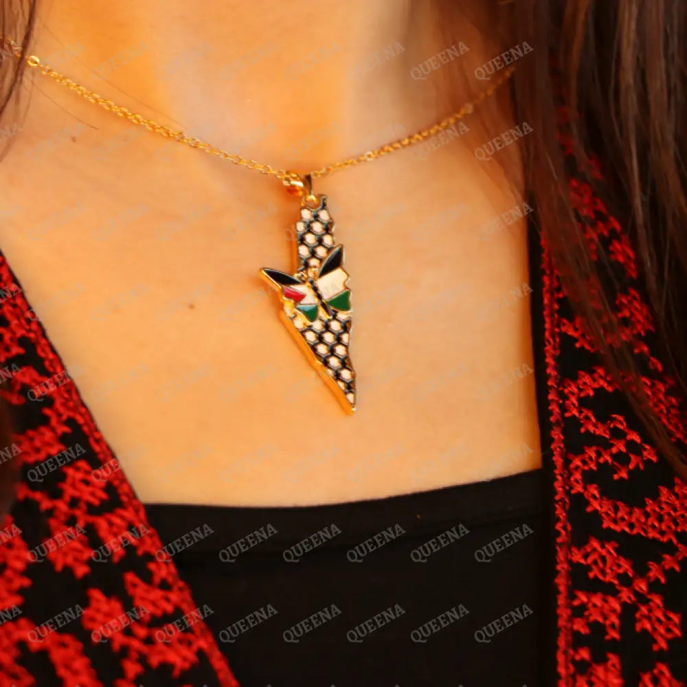 Luxury Golden Country Map By Palestinian Keffiyeh Colors And Sweet Peace Butterfly In The Of Flag-