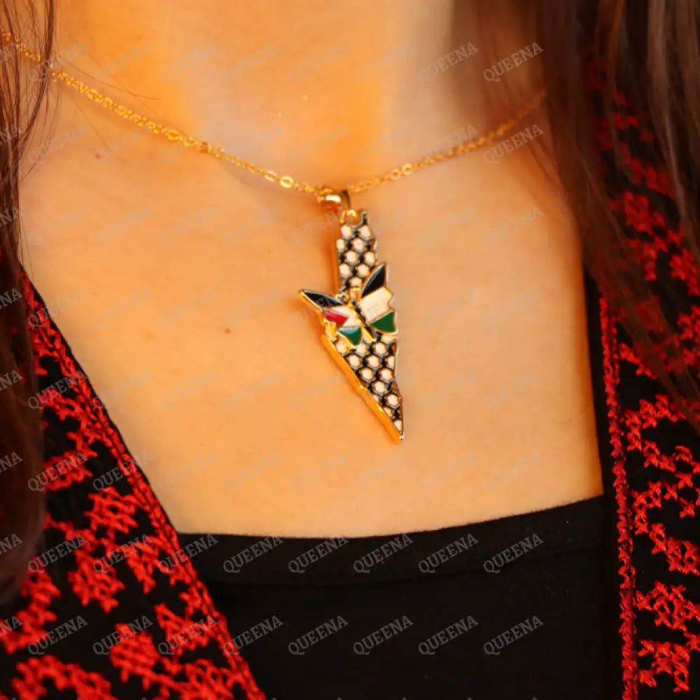 Luxury Golden Country Map By Palestinian Keffiyeh Colors And Sweet Peace Butterfly In The Of Flag-