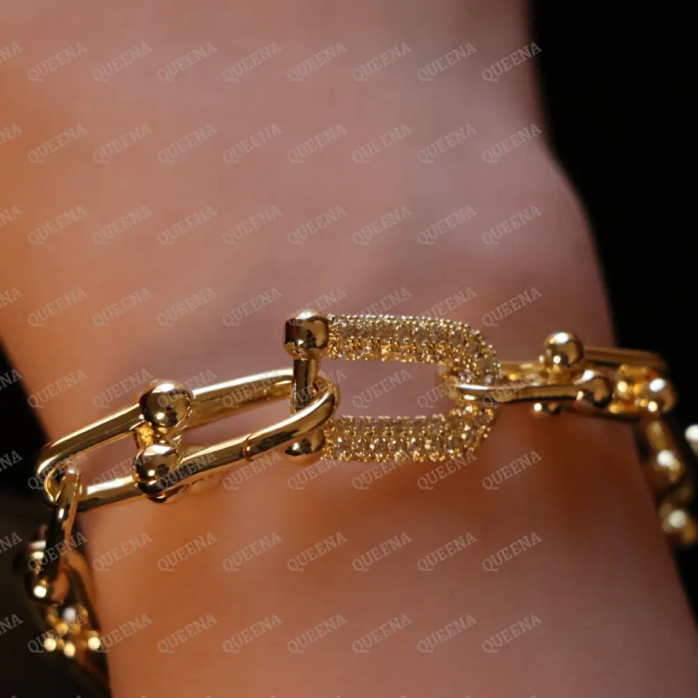Luxury Golden Tyffany Bracelet Studded with Zircons Bracelet
