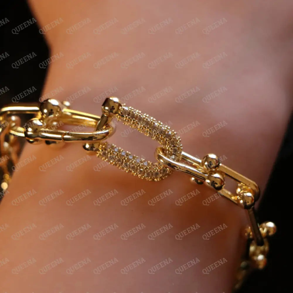Luxury Golden Tyffany Bracelet Studded with Zircons Bracelet