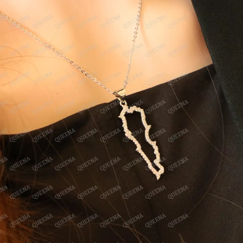 Luxury Golden Zircon LEBANON Country Map Necklace - Pendant Necklace Necklaces