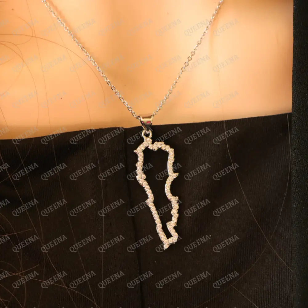 Luxury Golden Zircon LEBANON Country Map Necklace - Pendant Necklace Necklaces