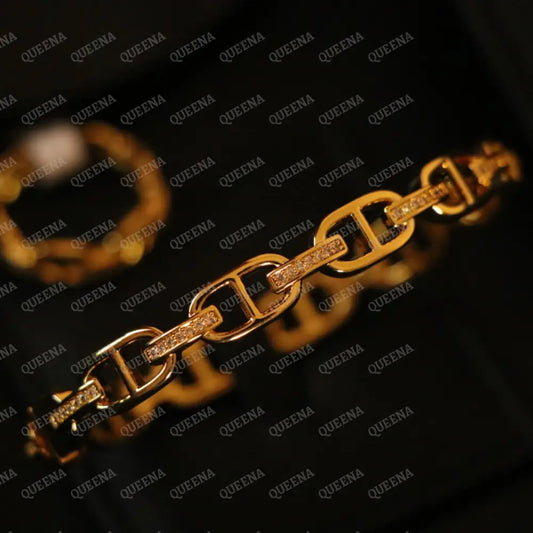 Luxury HALF SET- 18k Gold Plated Kelaina Bracelet studded with zircon (Bangle + Ring) Jewelry Sets