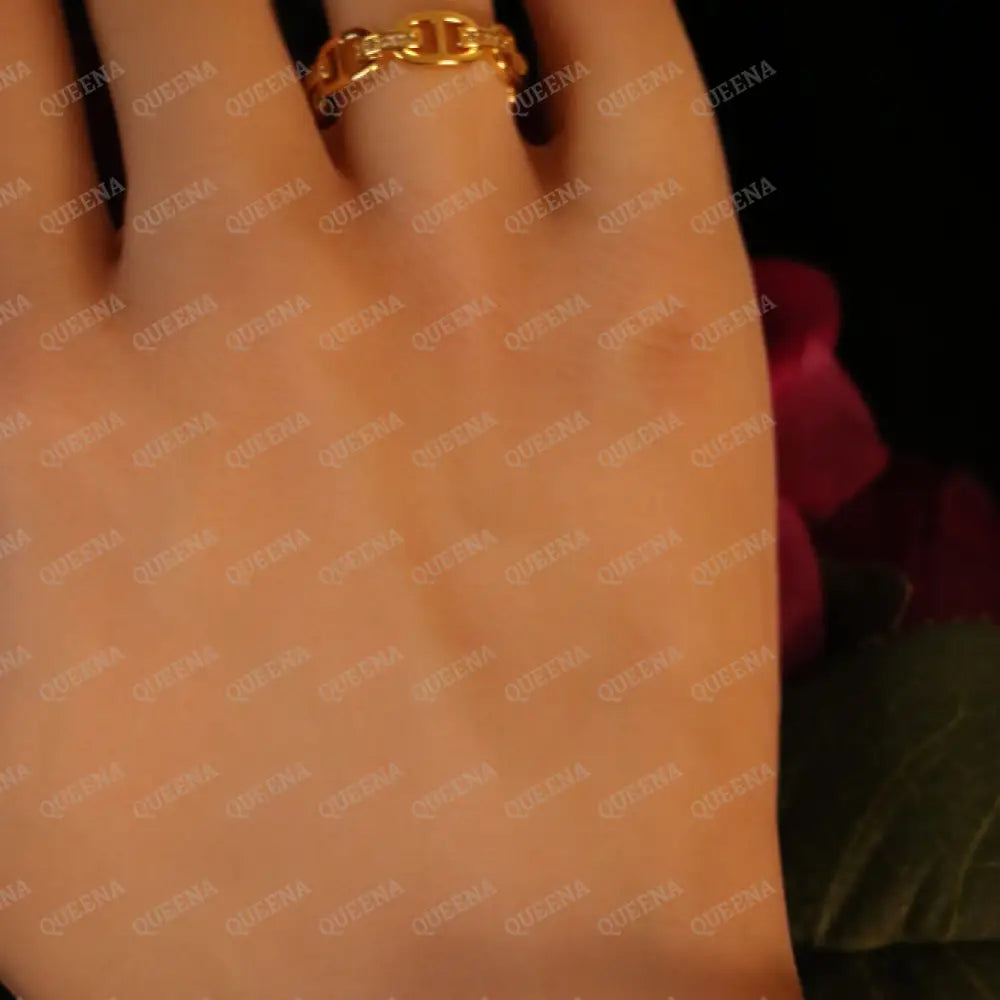 Luxury HALF SET- 18k Gold Plated Kelaina Bracelet studded with zircon (Bangle + Ring) Jewelry Sets