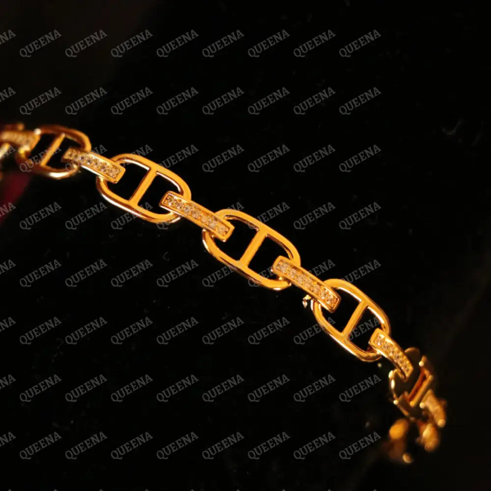 Luxury HALF SET- 18k Gold Plated Kelaina Bracelet studded with zircon (Bangle + Ring) Jewelry Sets