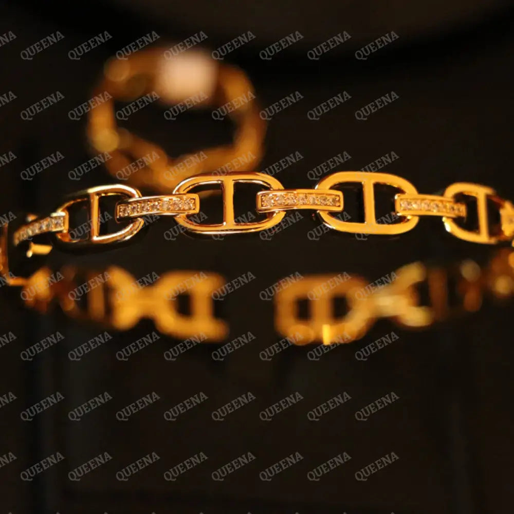 Luxury HALF SET- 18k Gold Plated Kelaina Bracelet studded with zircon (Bangle + Ring) Jewelry Sets