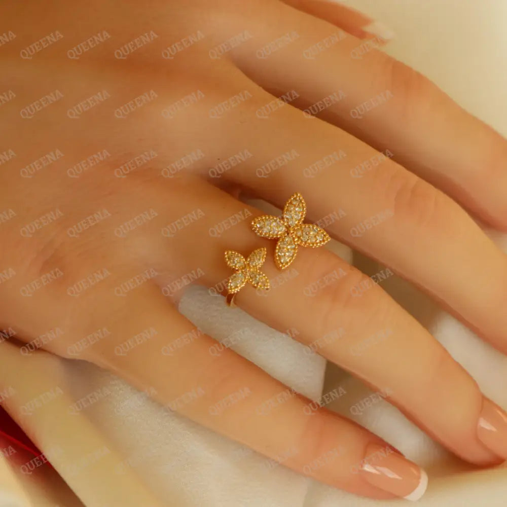 Luxury Half Set- 18K Gold Plated Sparkle Flora Studded In Zirconia White Crystal And (Bangle +