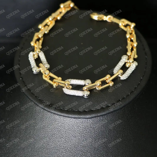 Luxury Teffania Link Chain Bracelet Studded With Silver Zircon Stones