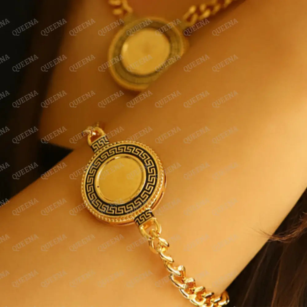 Luxury Lyra Coin Jewelry Full Set 4 Pieces Golden Lyra Coin Janzeer Chain With Verasacei Pattern -