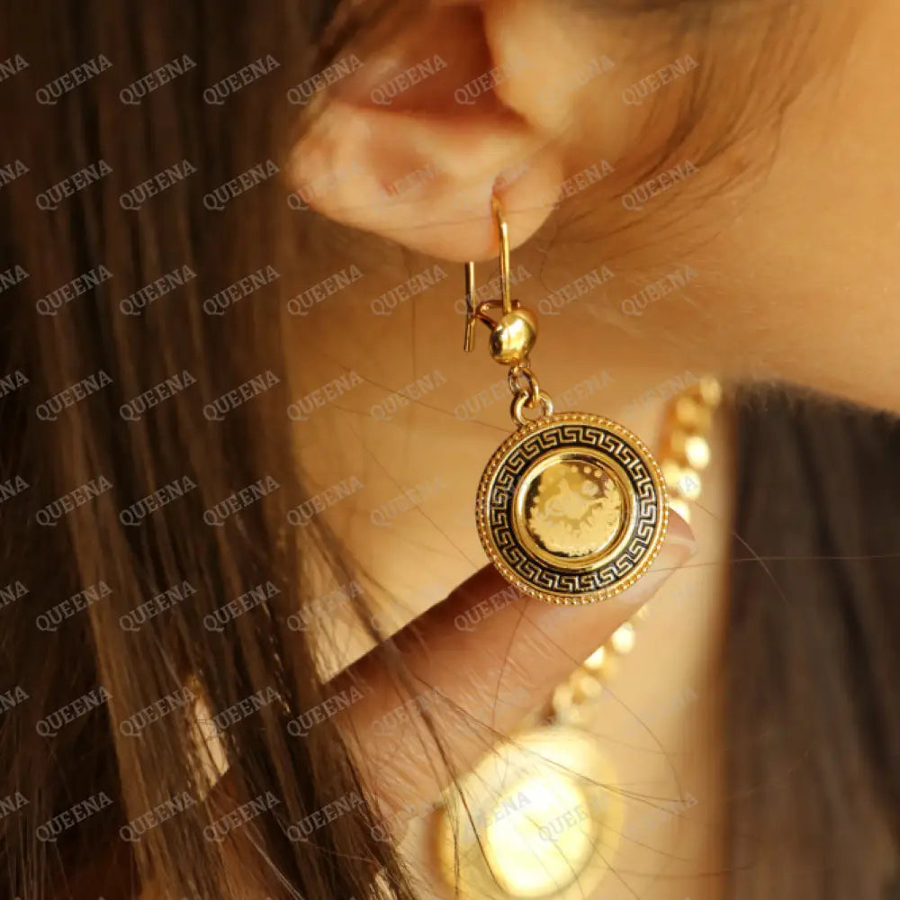 Luxury Lyra Coin Jewelry Full Set 4 Pieces Golden Lyra Coin Janzeer Chain With Verasacei Pattern -