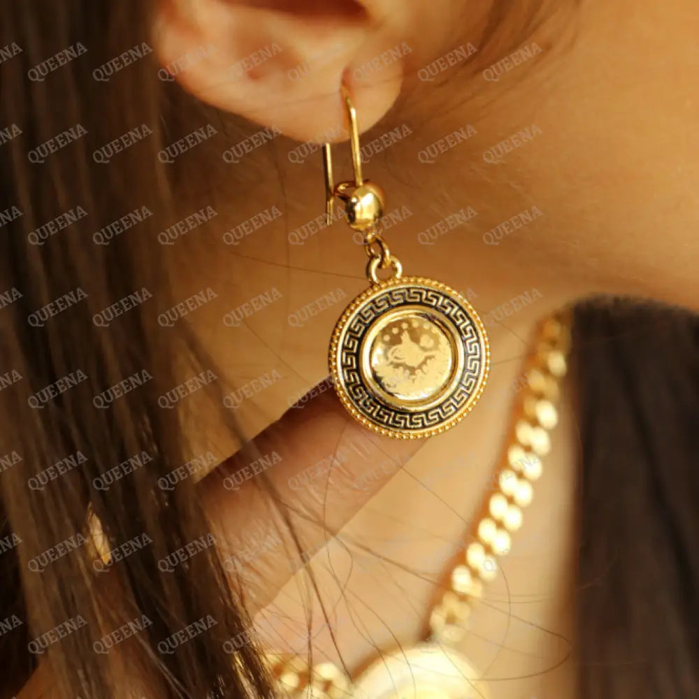 Luxury Lyra Coin Jewelry Full Set 4 Pieces Golden Lyra Coin Janzeer Chain With Verasacei Pattern -