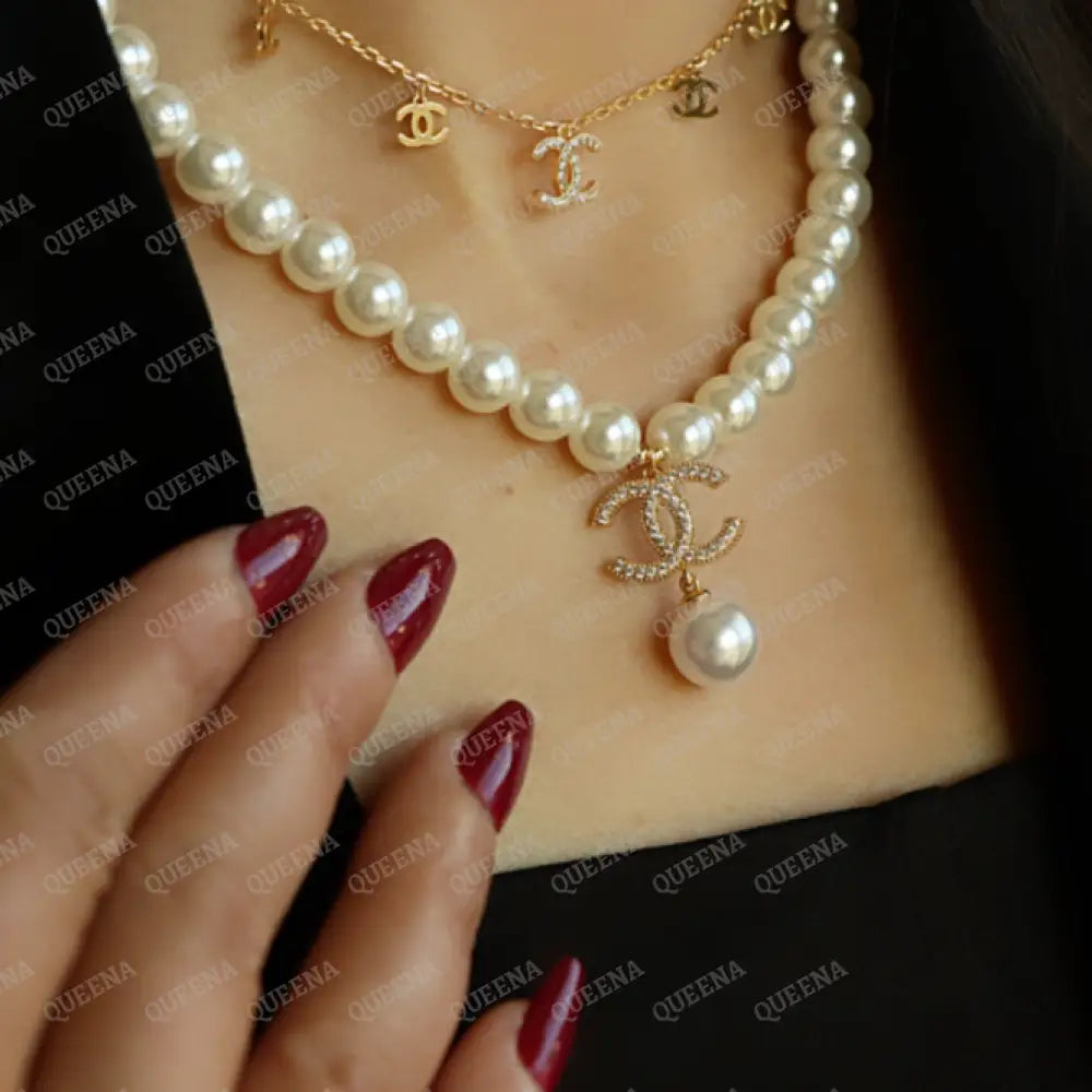 Luxury New Ch Pearls Necklace Studded With Zircon - High Quality 18K Gold Plated Statement Piece