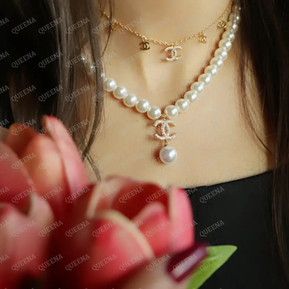 Luxury New Ch Pearls Necklace Studded With Zircon - High Quality 18K Gold Plated Statement Piece