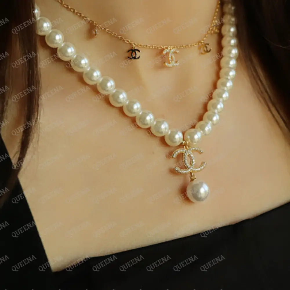 Luxury New Ch Pearls Necklace Studded With Zircon - High Quality 18K Gold Plated Statement Piece