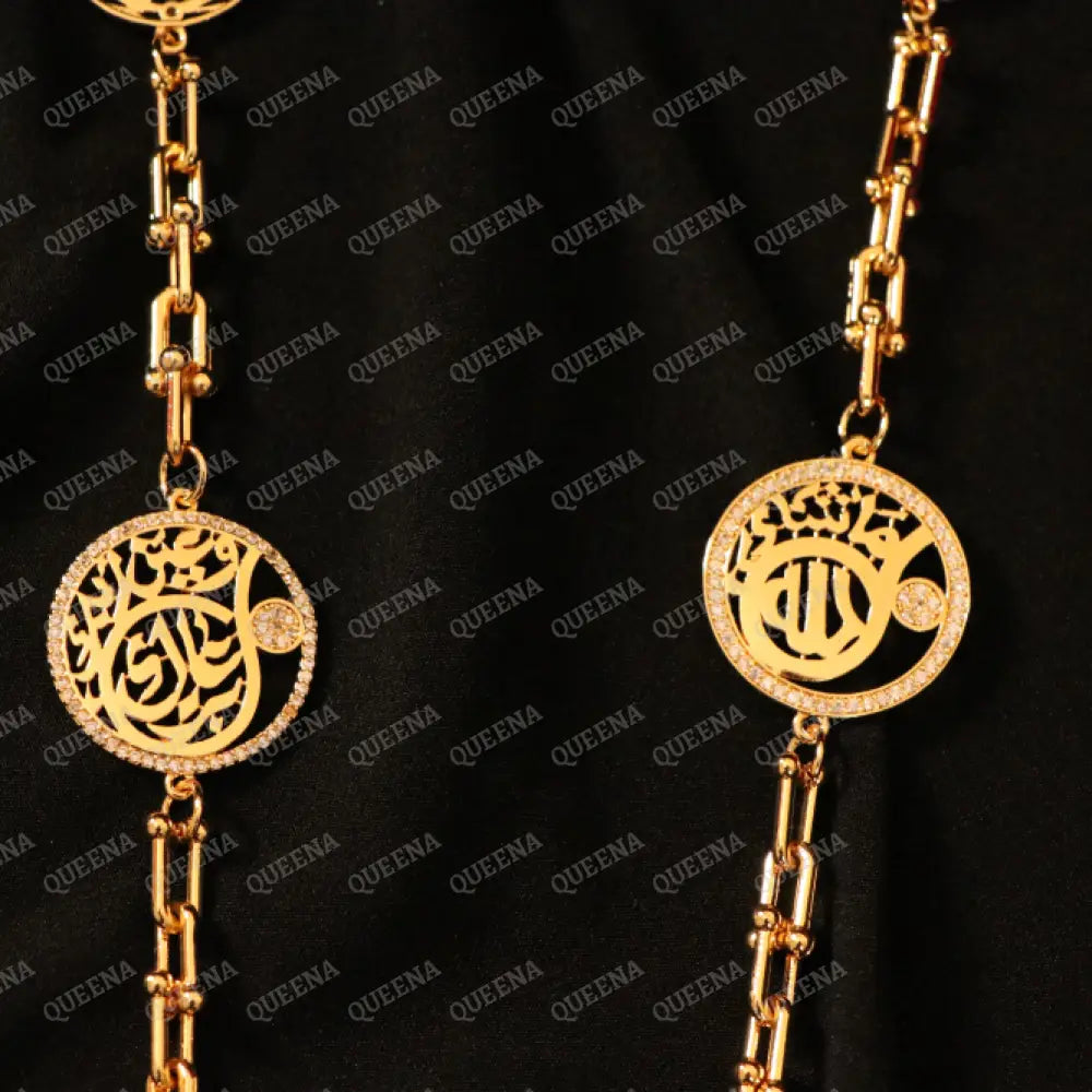 Luxury Shiny Gold-Plated 18K Multi-Medallion Long Chainlink Necklace Necklaces