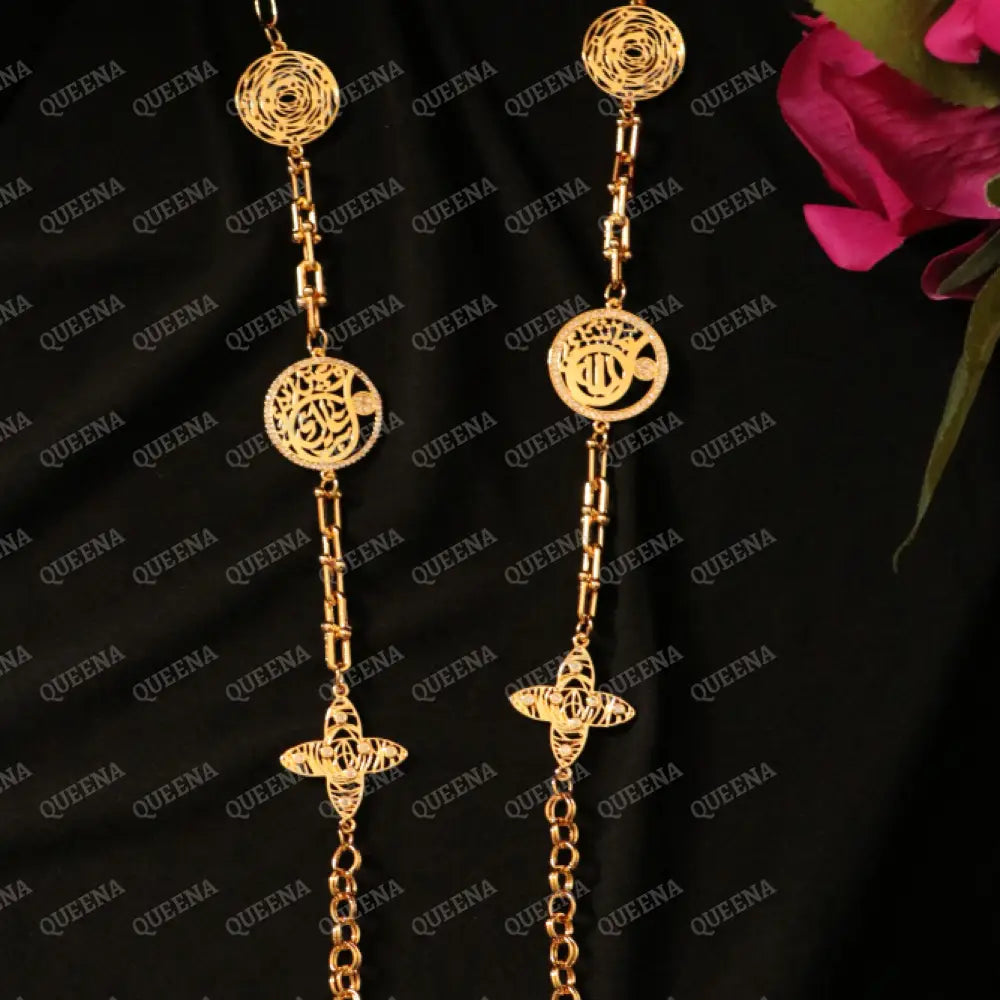 Luxury Shiny Gold-Plated 18K Multi-Medallion Long Chainlink Necklace Necklaces