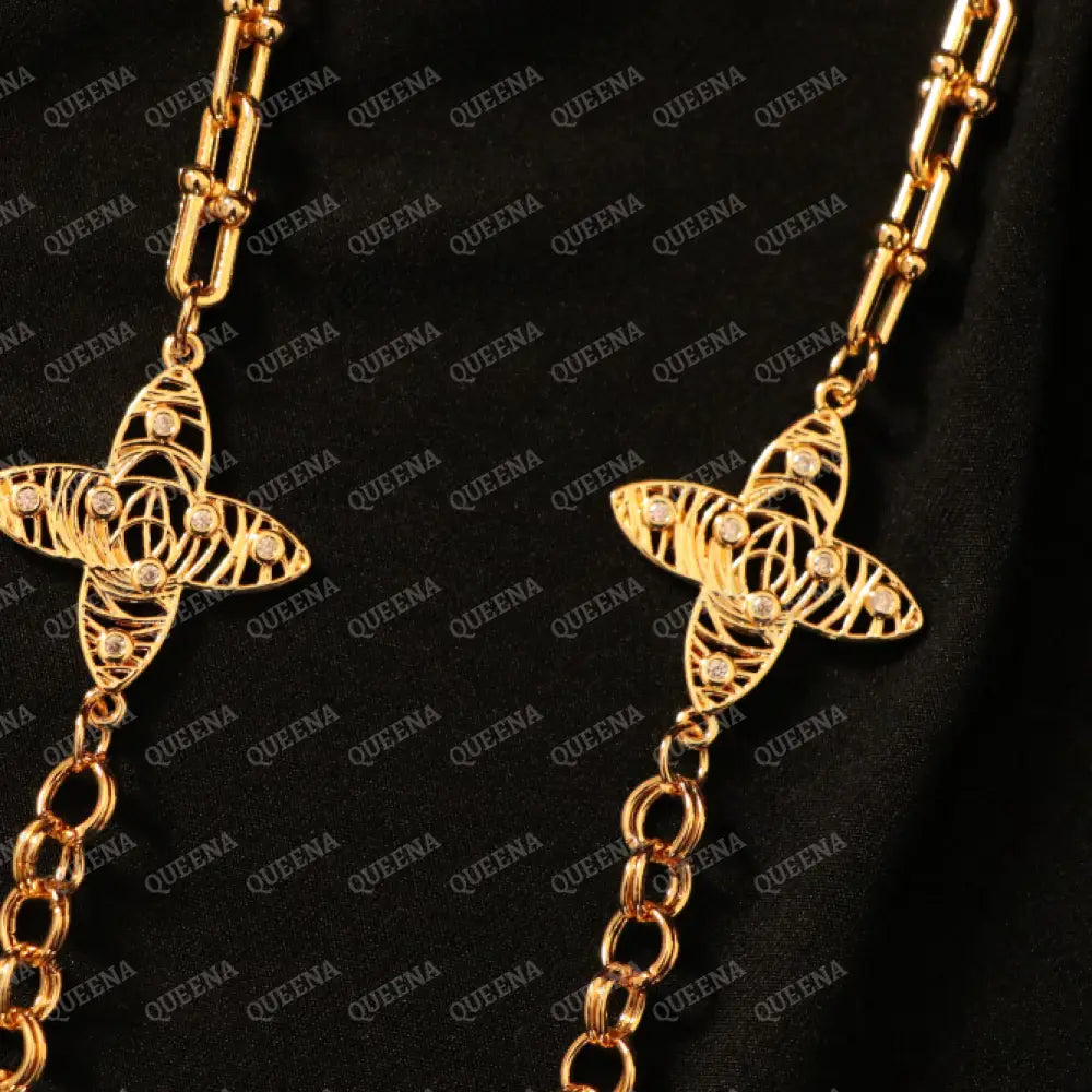 Luxury Shiny Gold-Plated 18K Multi-Medallion Long Chainlink Necklace Necklaces