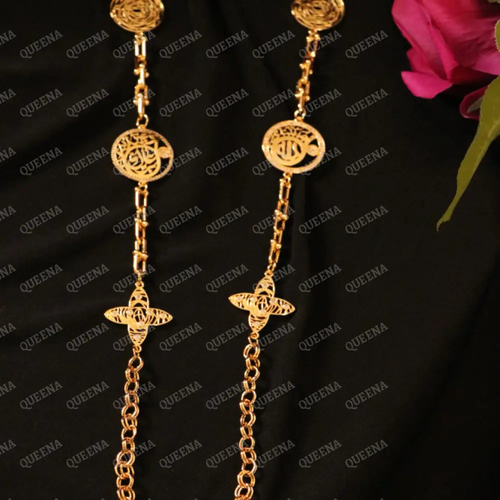 Luxury Shiny Gold-Plated 18K Multi-Medallion Long Chainlink Necklace Necklaces