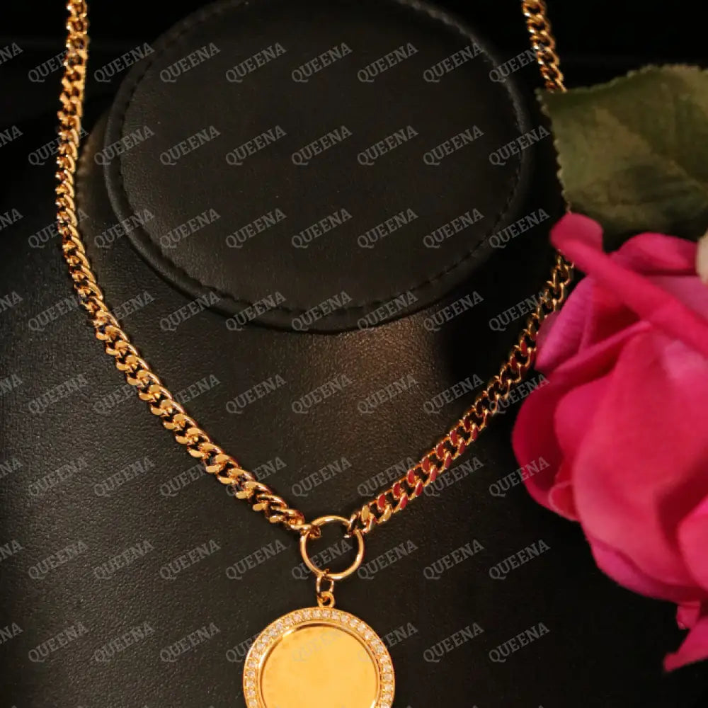 Luxury Shiny Gold Plated 18K Turkish Lyra Coin Long Janzeer Chain Necklace Studded with Zircon Necklaces