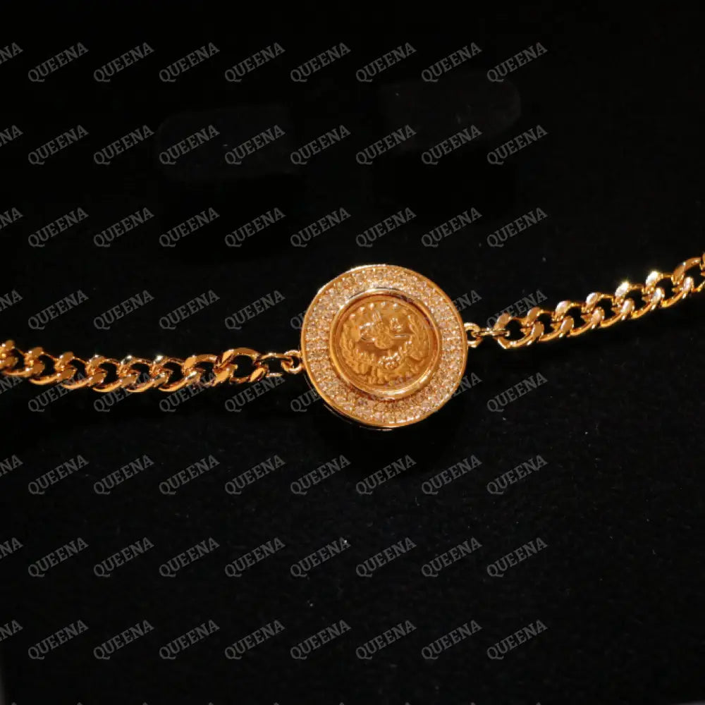 Luxury Shiny Lyra Coin Janzeer Chain Bracelet Studded with Zircon Bracelet