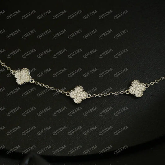 Luxury Silver ROSA Floral Necklace with 10 Mini Clover Flowers Necklaces