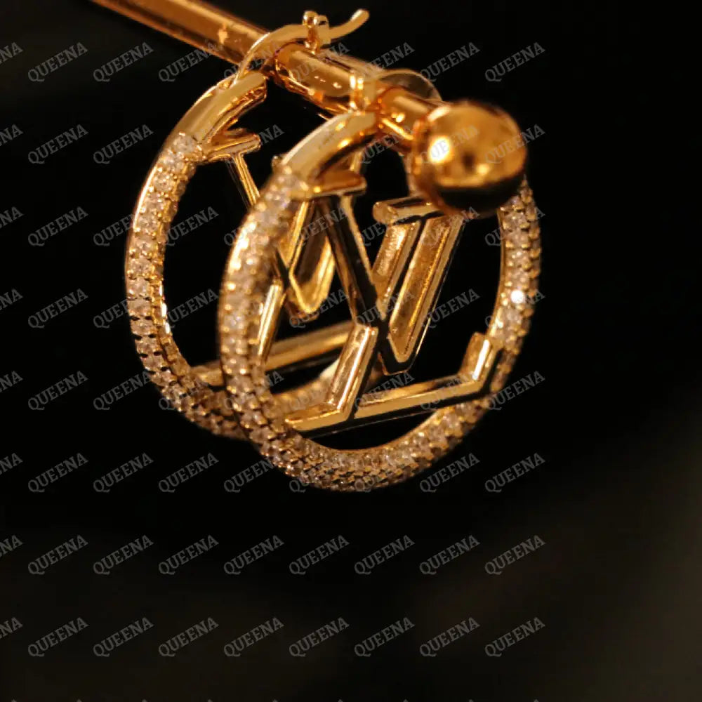 Luxury Sparkle LV Big Hoop Earrings Studded with Full Zircon Earrings