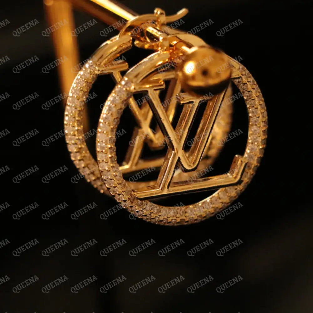 Luxury Sparkle LV Big Hoop Earrings Studded with Full Zircon Earrings