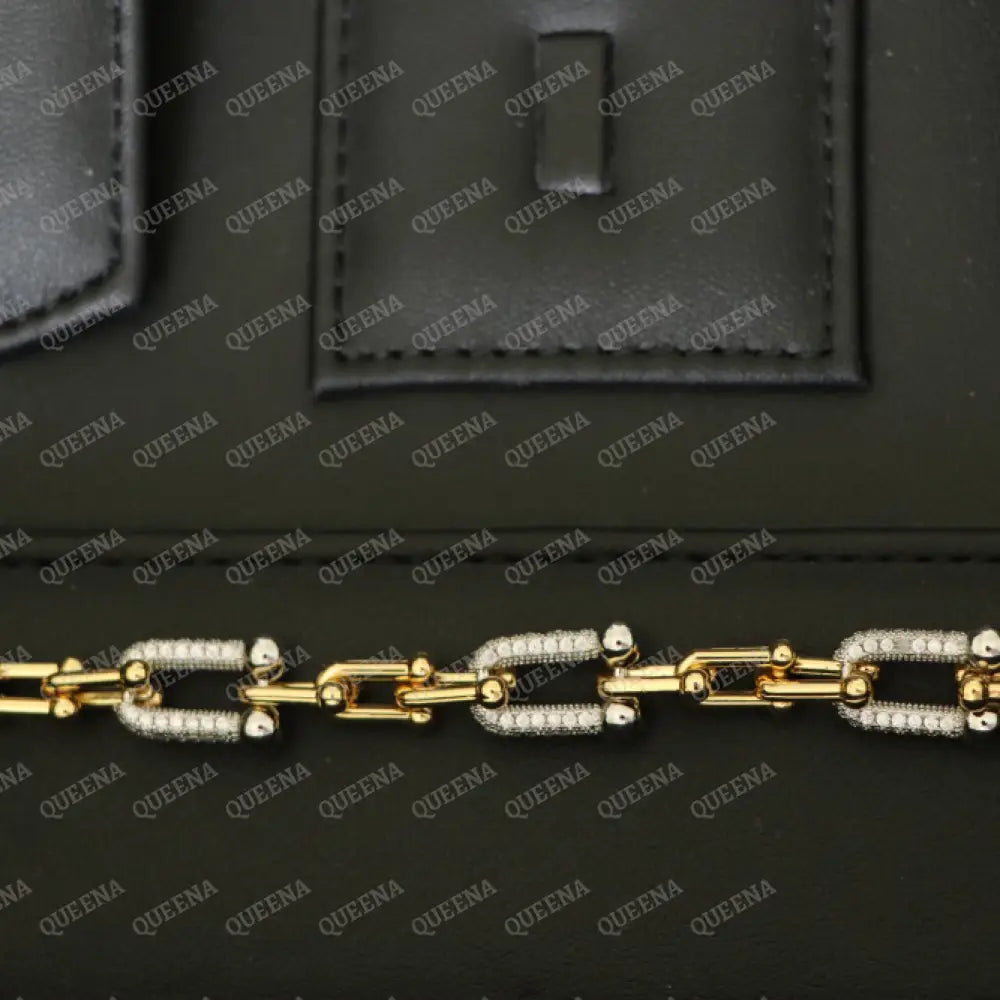 Luxury Teffania Link Chain Bracelet Studded With Silver Zircon Stones