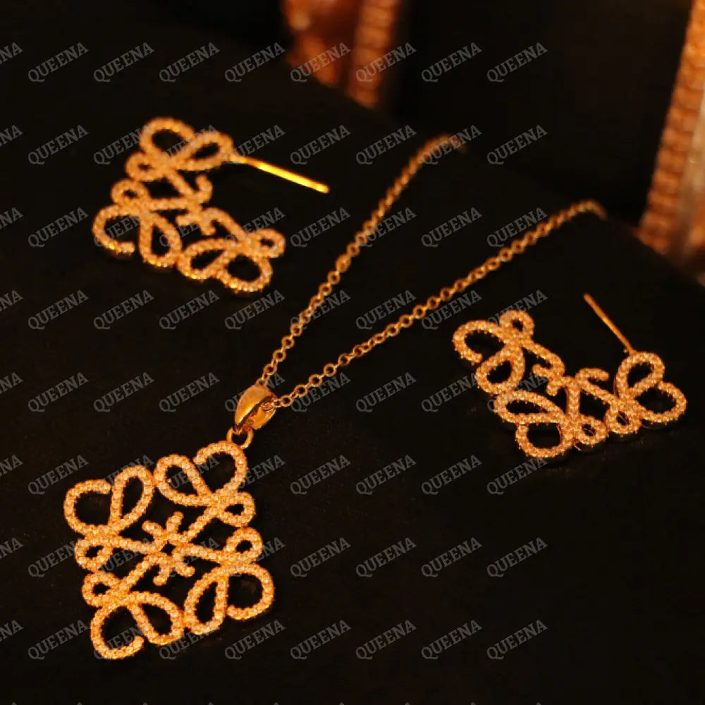 Luxury Unique Lovina Jewelry Set Studded In Zircon (Necklace And Earring) Sets