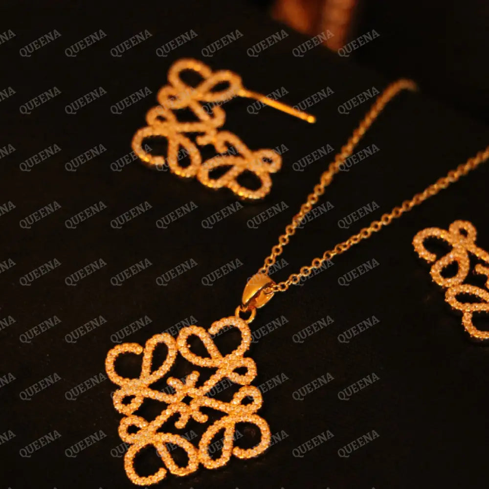 Luxury Unique Lovina Jewelry Set Studded In Zircon (Necklace And Earring) Sets