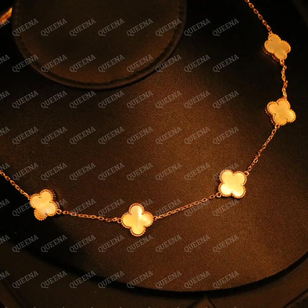 Luxury White CLOVER Choker Necklace with Multi Clovers Necklaces