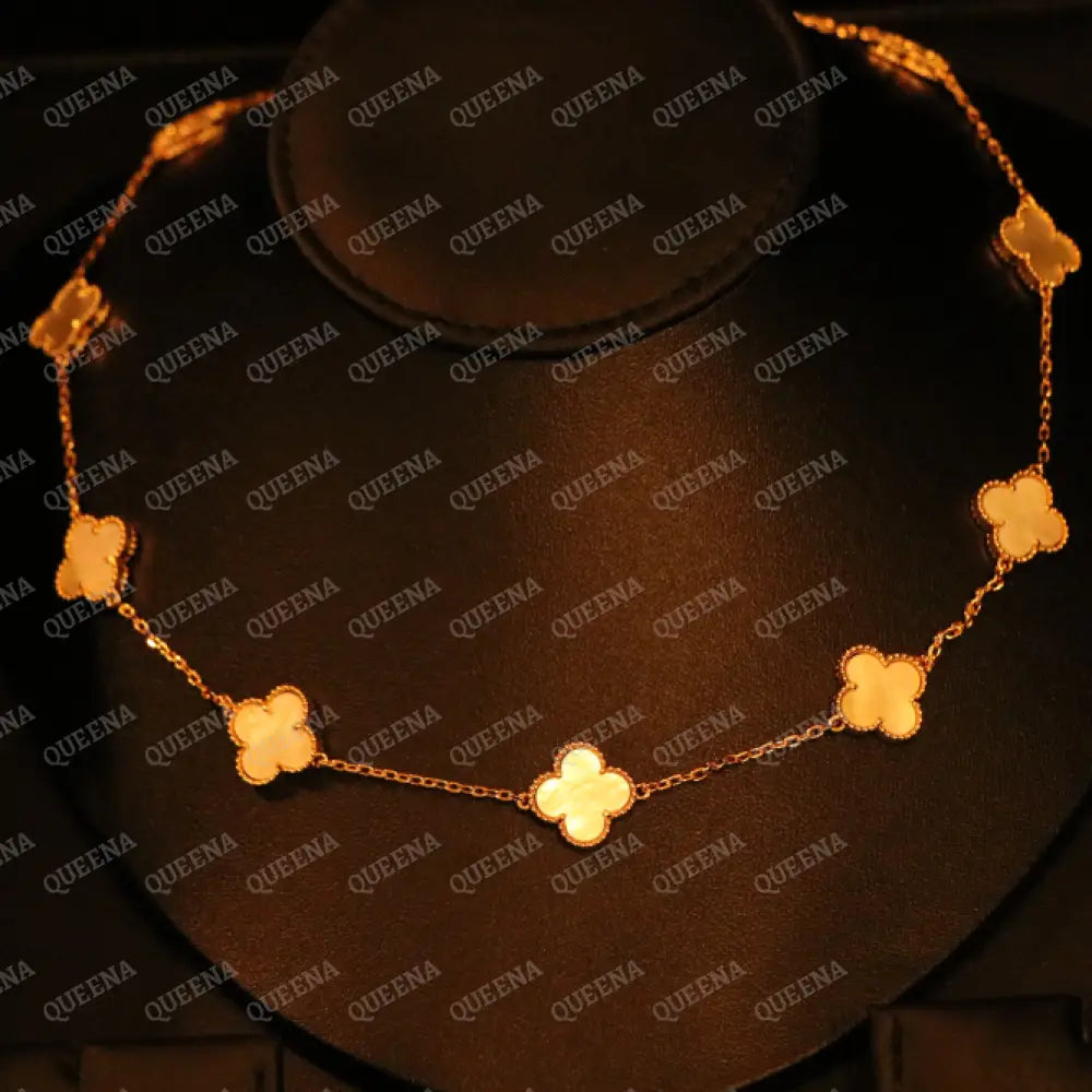 Luxury White CLOVER Choker Necklace with Multi Clovers Necklaces