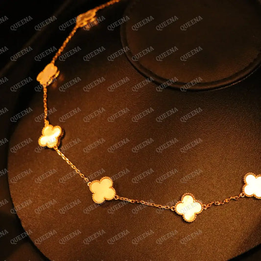 Luxury White CLOVER Choker Necklace with Multi Clovers Necklaces