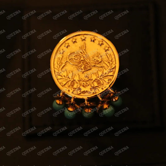 Lyra Coin Frfasha Ring with Blue Beads Rings