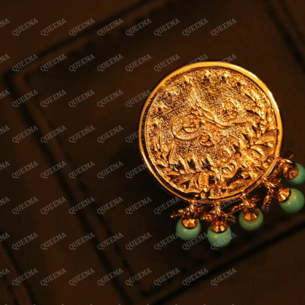 Lyra Coin Frfasha Ring with Blue Beads Rings