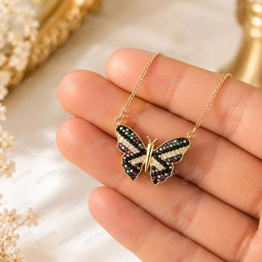 Midnight Sparkle Butterfly Necklace - Necklaces