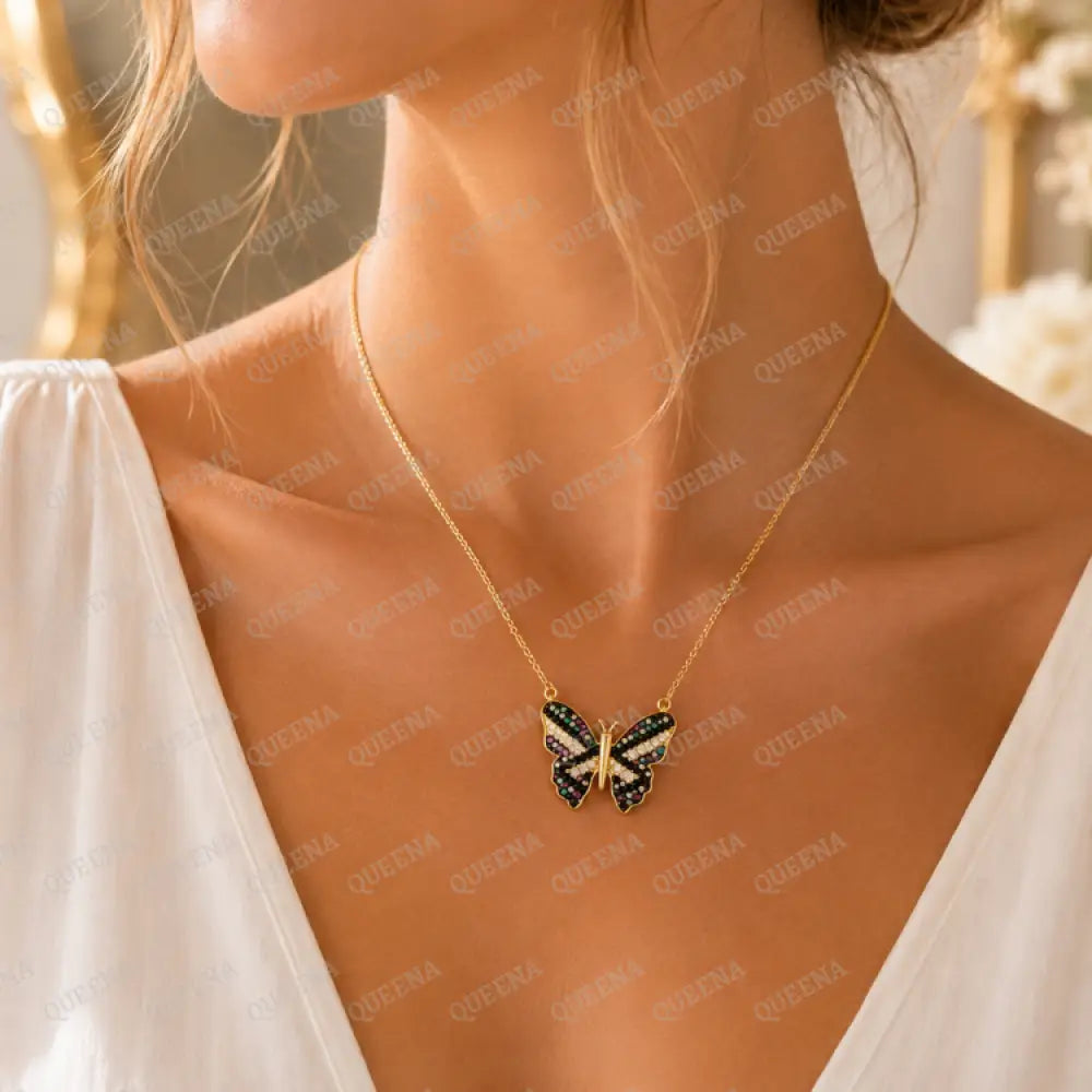 Midnight Sparkle Butterfly Necklace - Necklaces