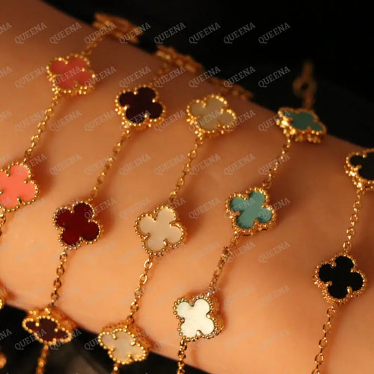 Mini Clover Bracelet with 5 Multi Leaf Clover - High Quality 18k Gold Plated Statement Piece Bracelet