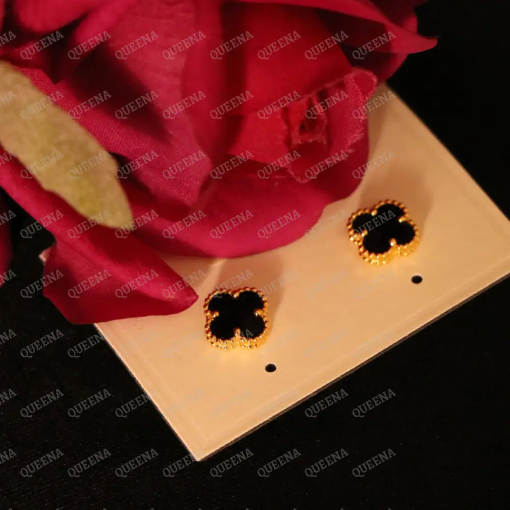 Mini Clover Earrings (Black or White) - earrings