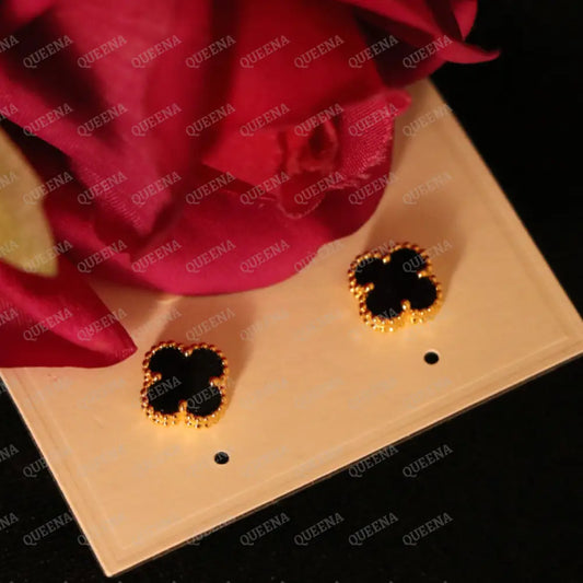Mini Clover Earrings (Black or White) - earrings