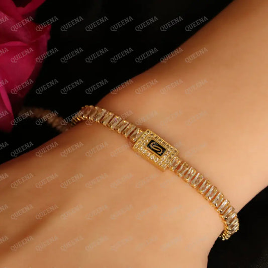 Monaco Golden Crystal Rhinestone Tennis Bracelet Bracelet