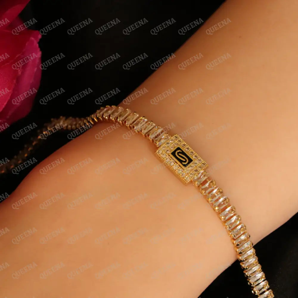 Monaco Golden Crystal Rhinestone Tennis Bracelet Bracelet