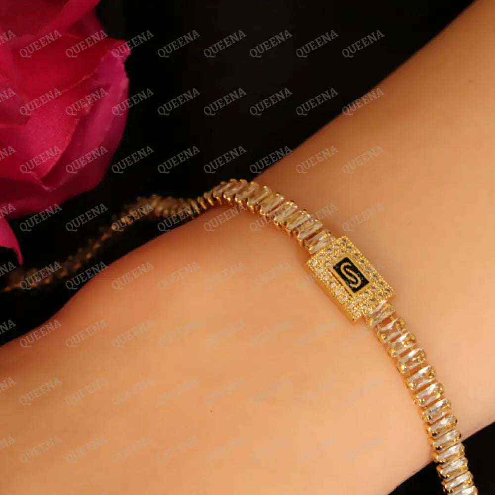 Monaco Golden Crystal Rhinestone Tennis Bracelet Bracelet