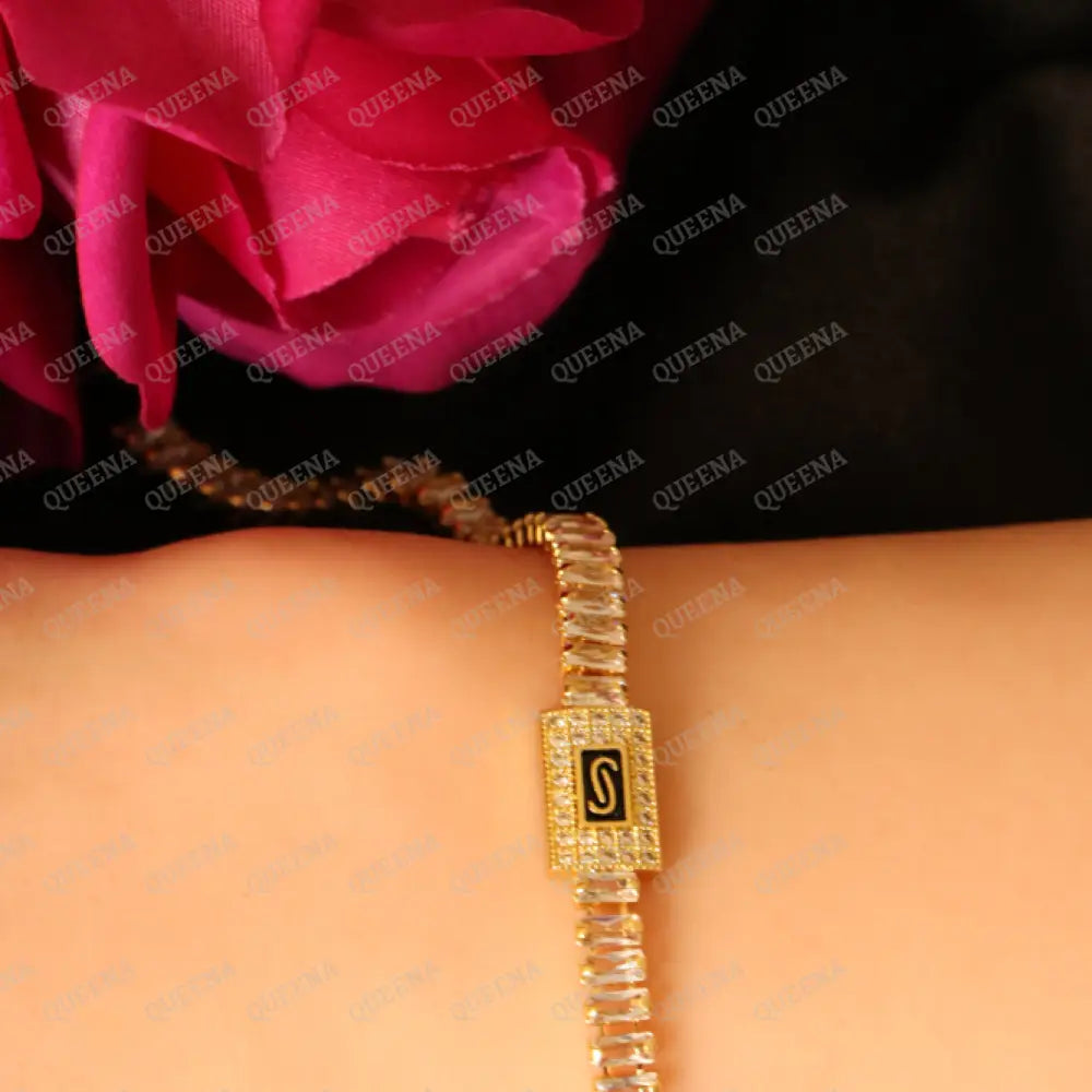 Monaco Golden Crystal Rhinestone Tennis Bracelet Bracelet