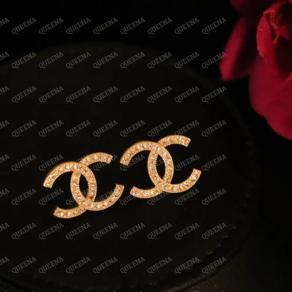 New CH Stud Earrings Studded with Full Zircons Earrings