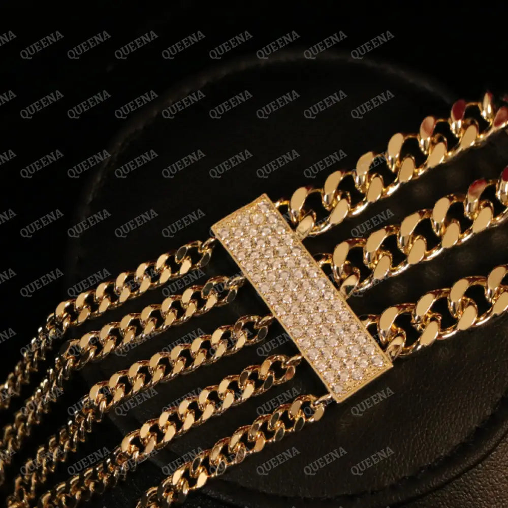 New Luxury Lebanese Chain Bracelet Studded with Full Zircons - Bold Statement Design Bracelet